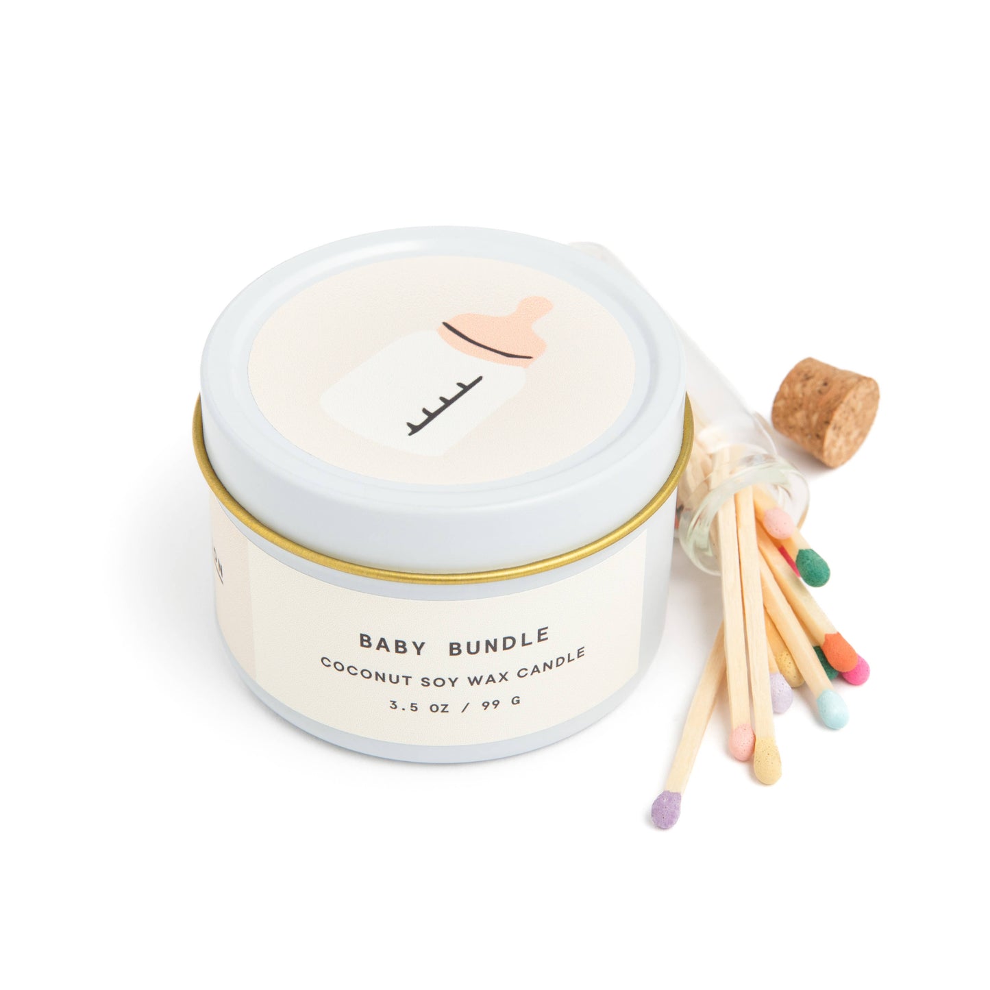 Gift a new baby with the soothing scent of oatmeal, milk & honey in our Baby Bundle Scented Candle & Matches Set.