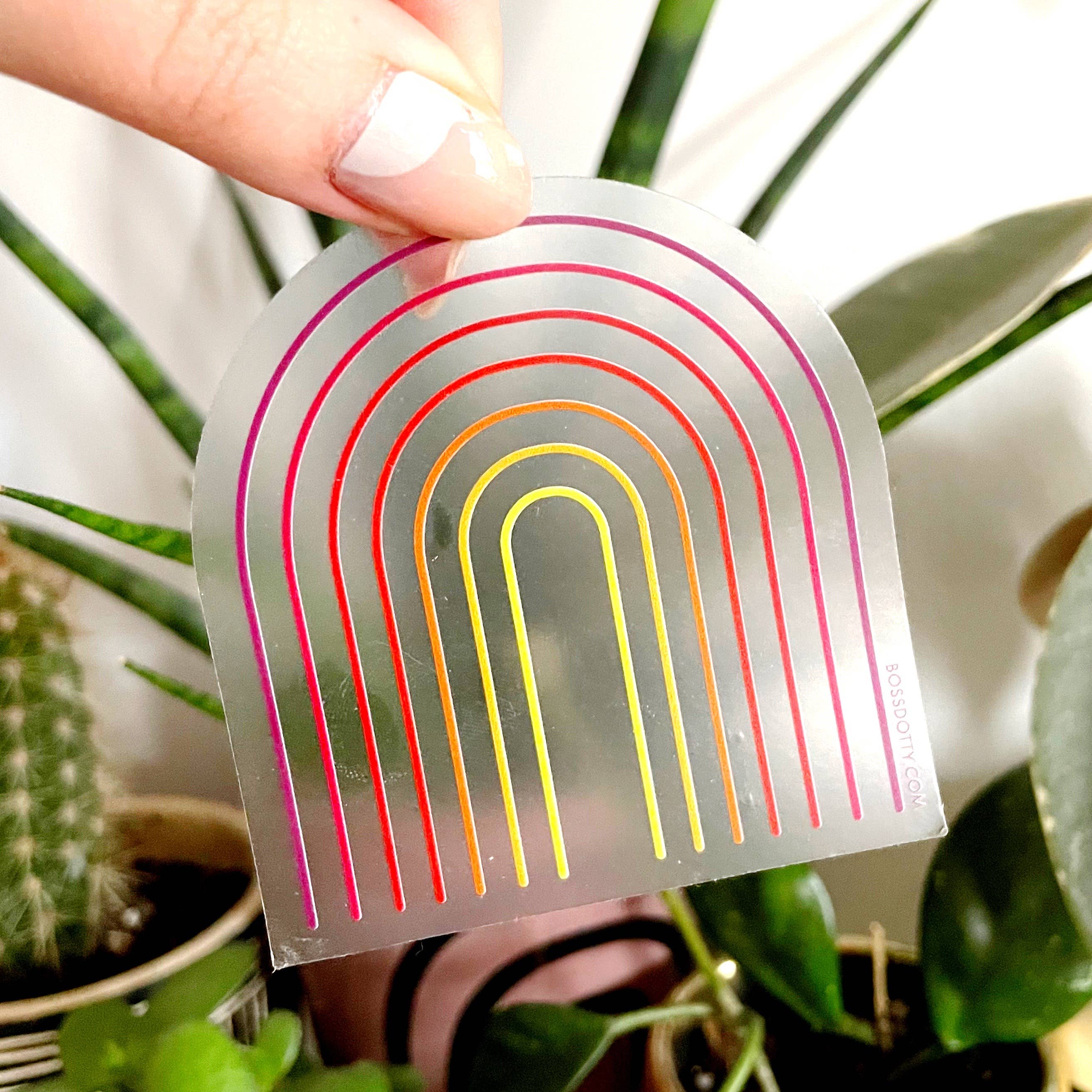 Close up of Rainbow sticker.