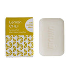Lemon Chef handcrafted plant-based soap bar with packaging on a white background