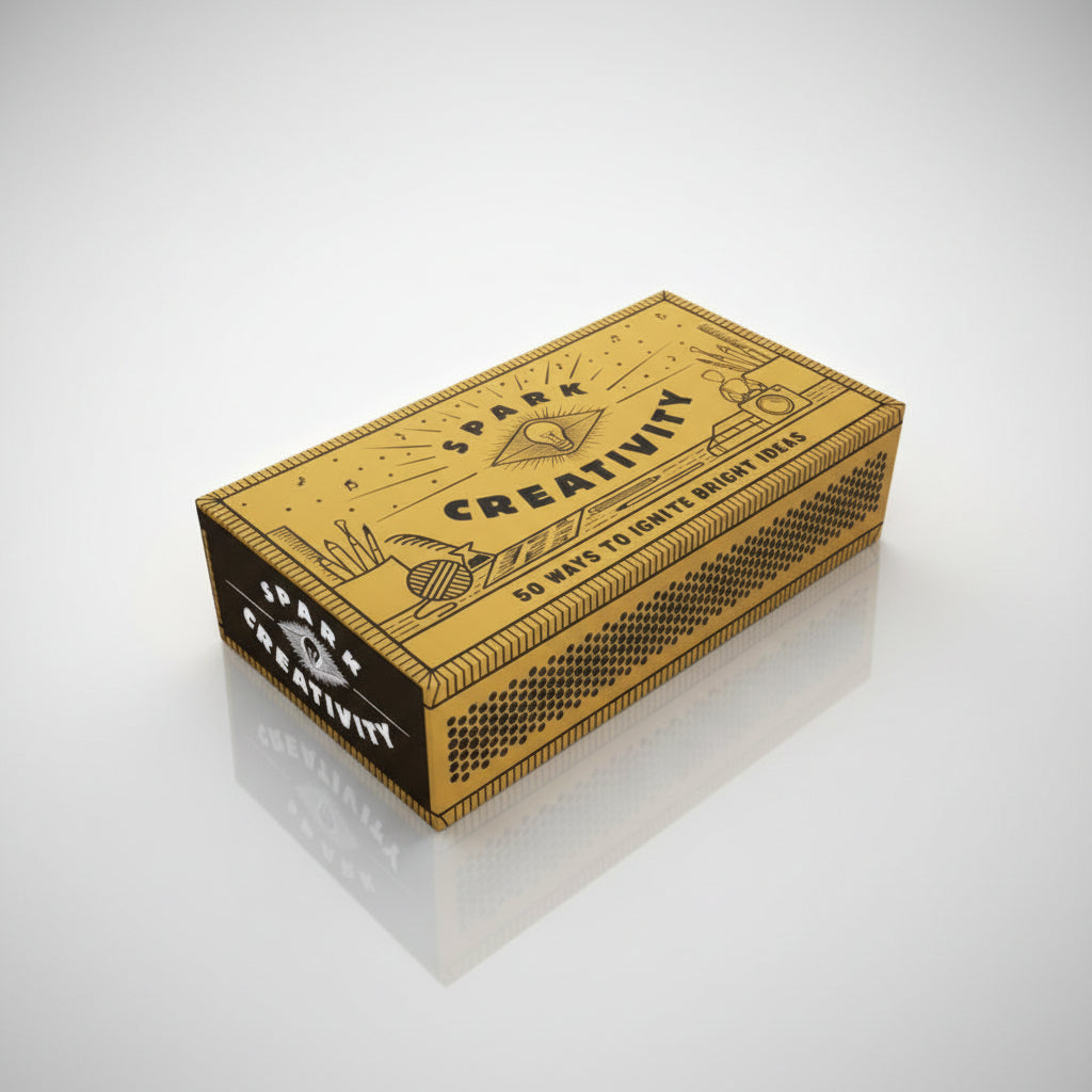 Box with 'Spark Creativity' text and design on a white background