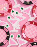 "Extra Dirty" martini-themed paper napkins with a printed pink martini glass and green olive, perfect for cocktails, birthdays, and celebrations.