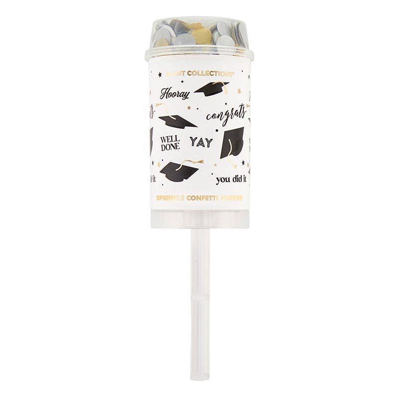 Image of Graduation Party Poppers in gold, black, and white