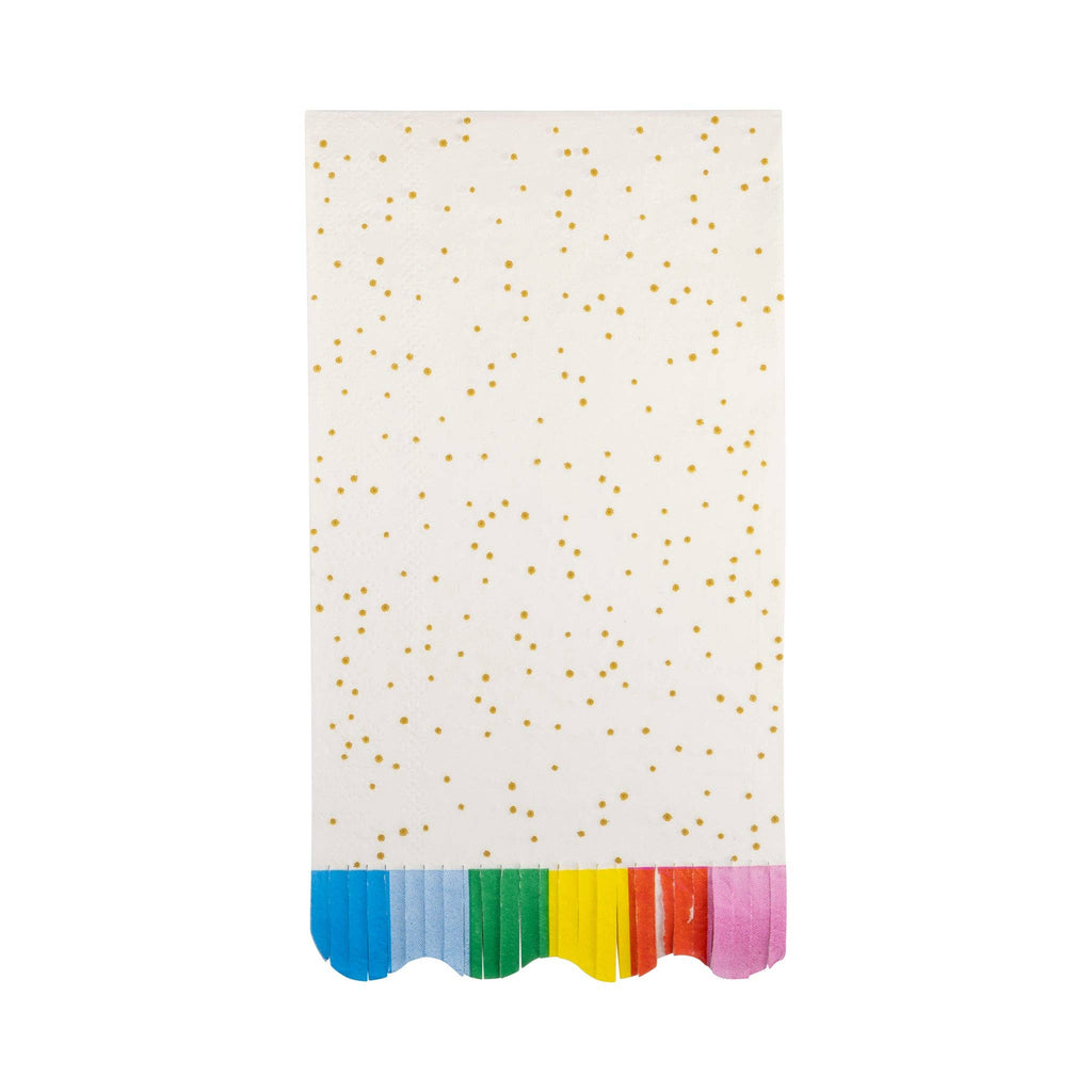Back of Confetti-patterned dinner napkins with gold foil accents