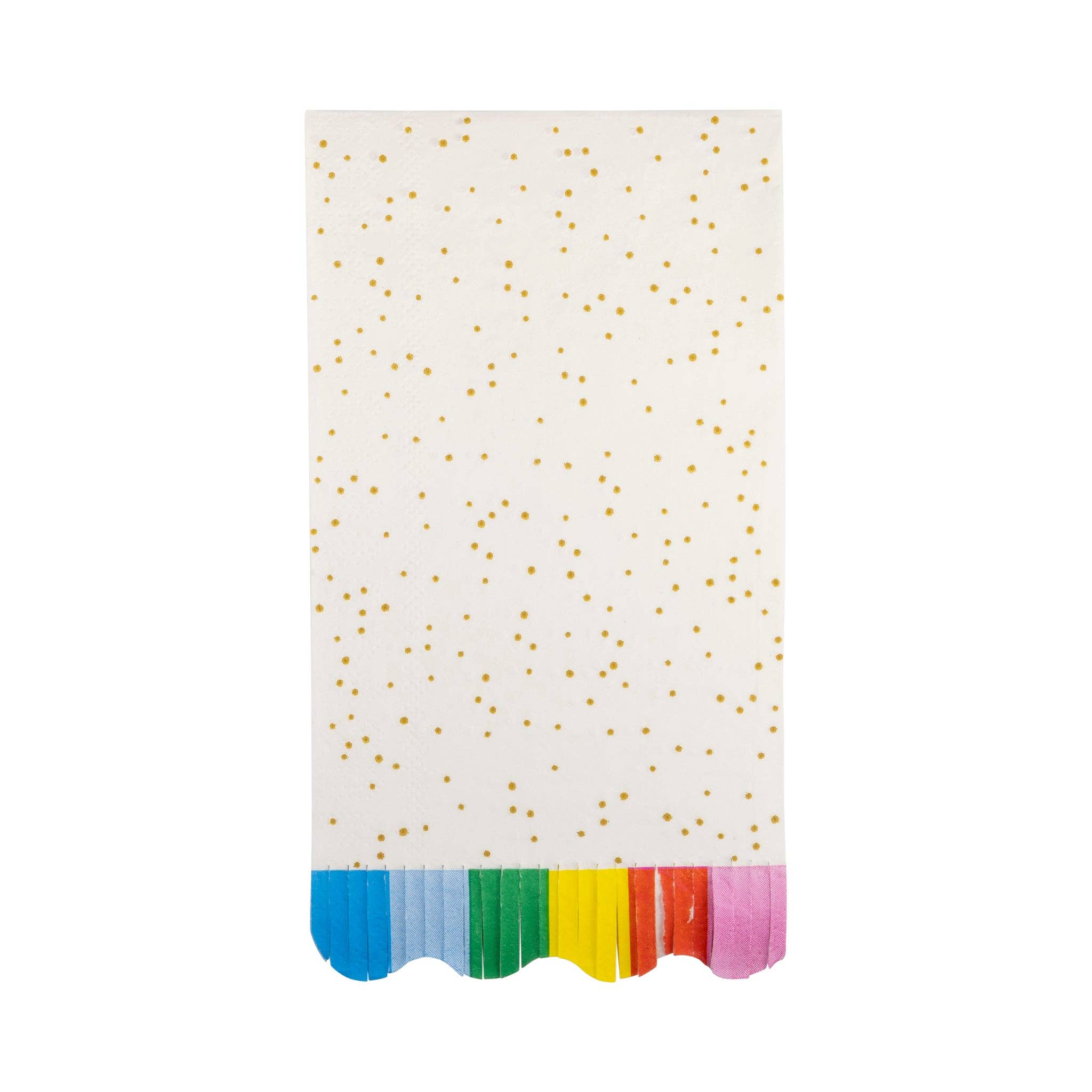 Back of Confetti-patterned dinner napkins with gold foil accents