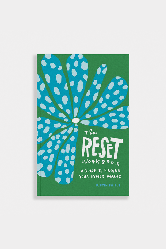 Book cover with blue floral design and green background