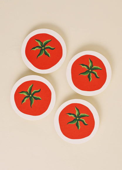 Fun tomato design on the "Tomato Coasters"