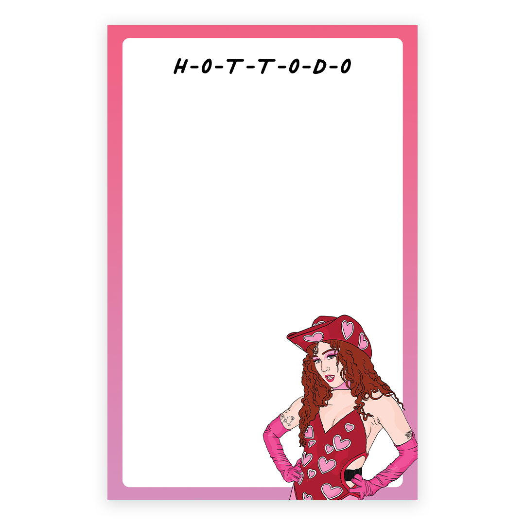 HOT-TO-DO productivity notepad with bold typography and vibrant design