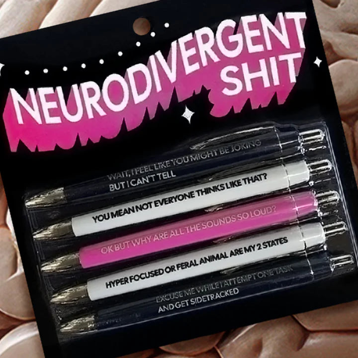 Neurospicy Black Ink Ballpoint Pen Set – Unique Gift for the Overthinking, Multi-Tasking, Quirky Human