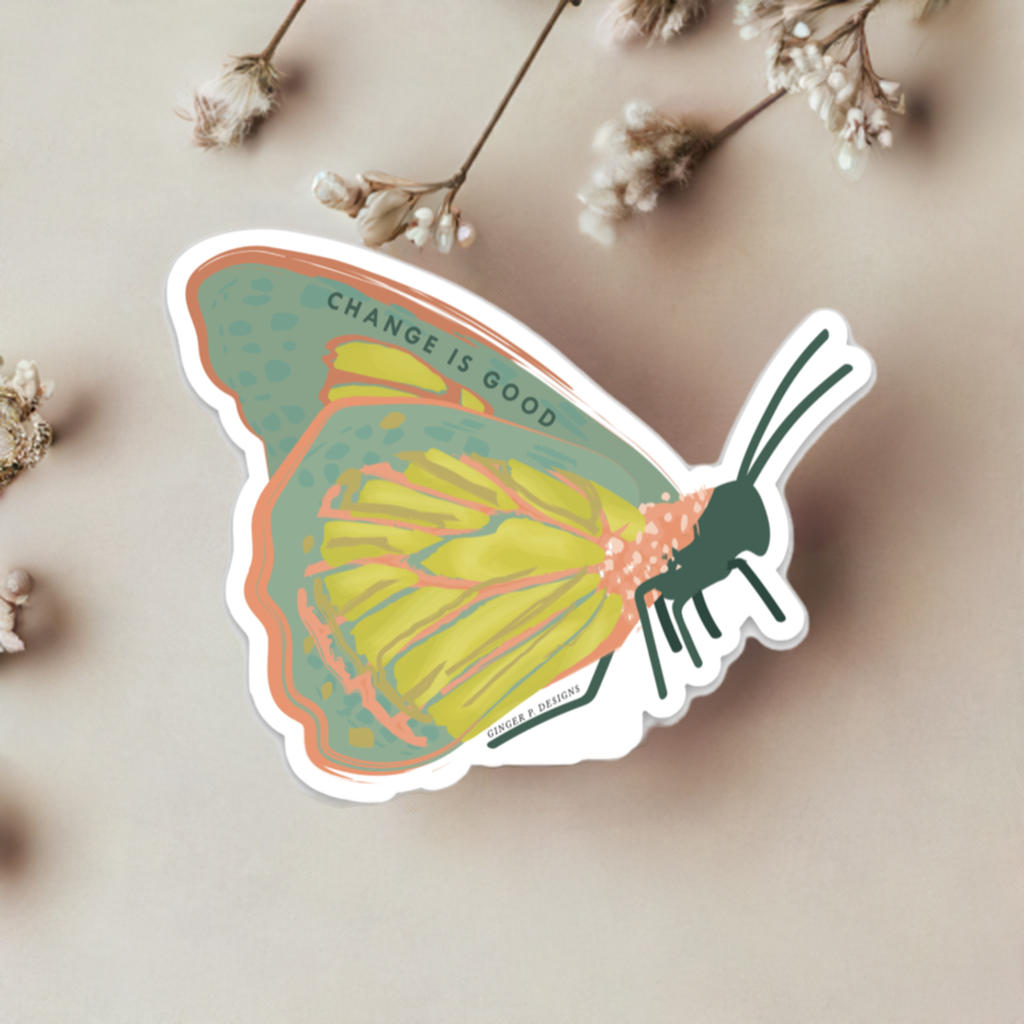 Close up view of the durable waterproof vinyl sticker showcasing bright details and a positive message