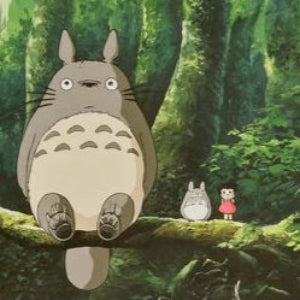 Two cartoon characters sitting on a branch in a forest